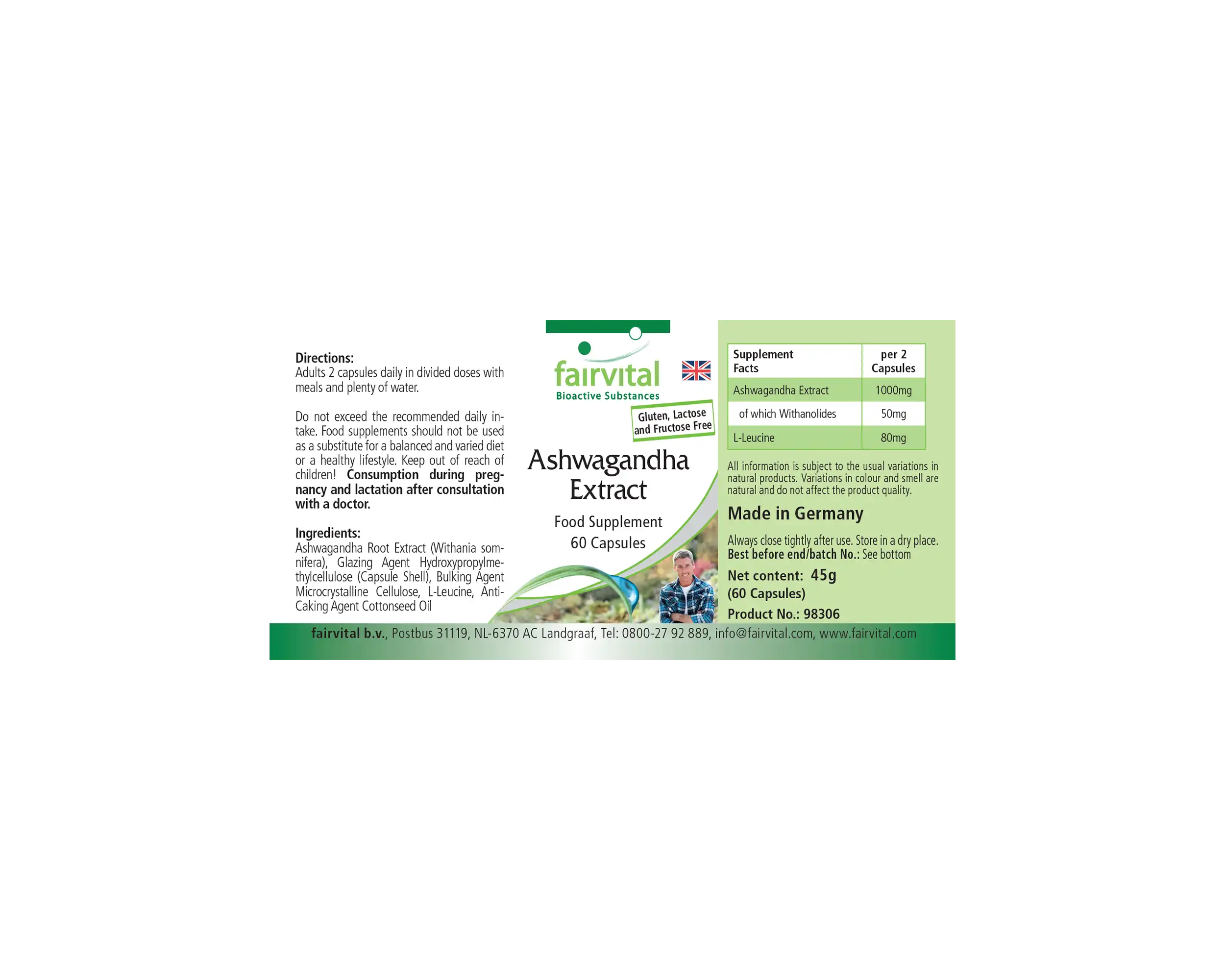Extracto de Ashwagandha  500mg - 60 Cápsulas