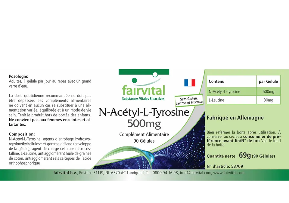 N-Acetyl-L-Tyrosine 500mg - 90 Capsules