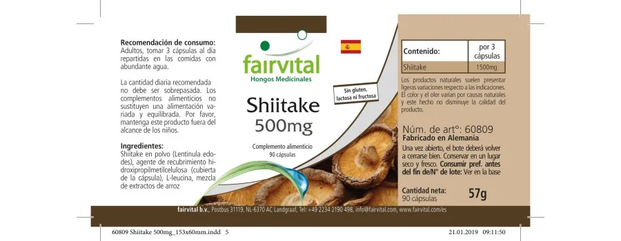 Shiitake 500mg - le champignon pur - 90 gélules