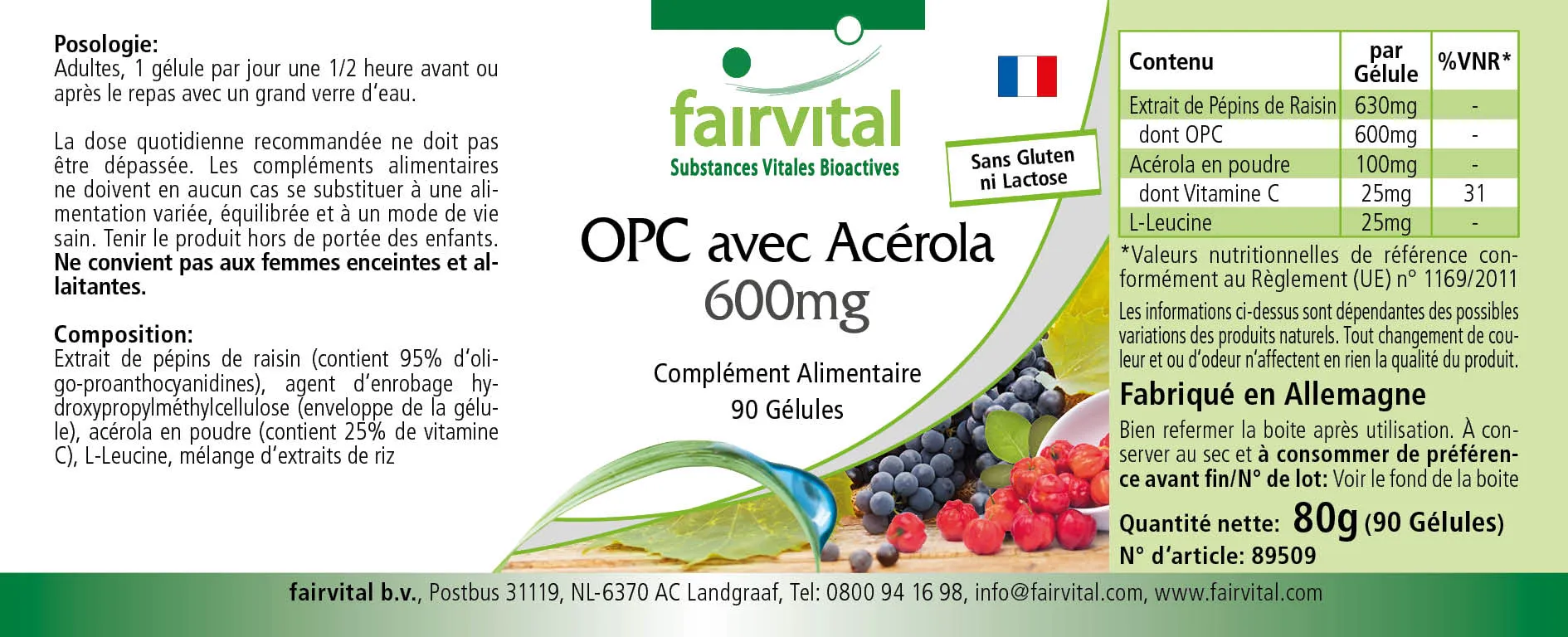 OPC 600mg avec Acérola - 90 gélules