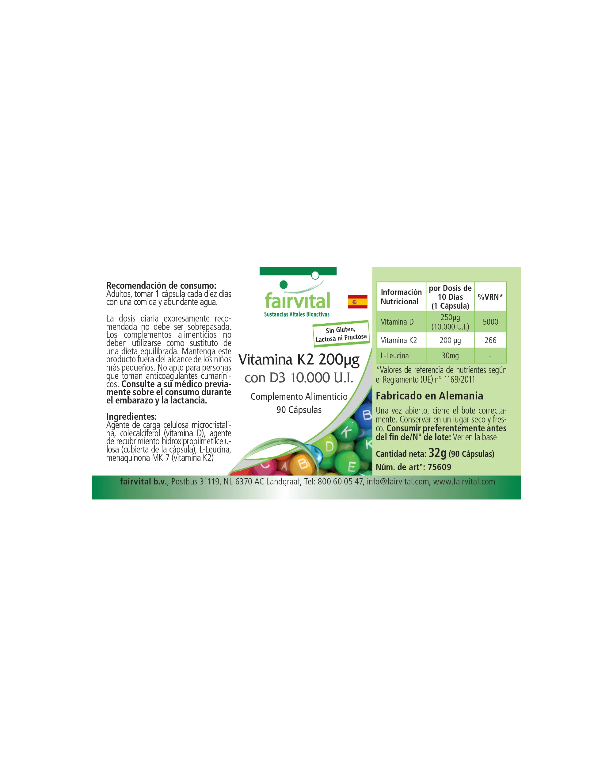 Vitamin K2 200µg with D3 10000 I.U. - 90 Capsules