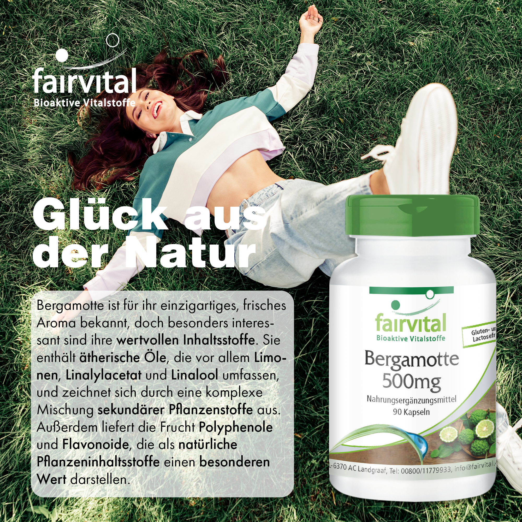 Bergamotte 500mg - 90 Kapseln - 5-fach konzentriert - hochdosiert und vegan | Fairvital