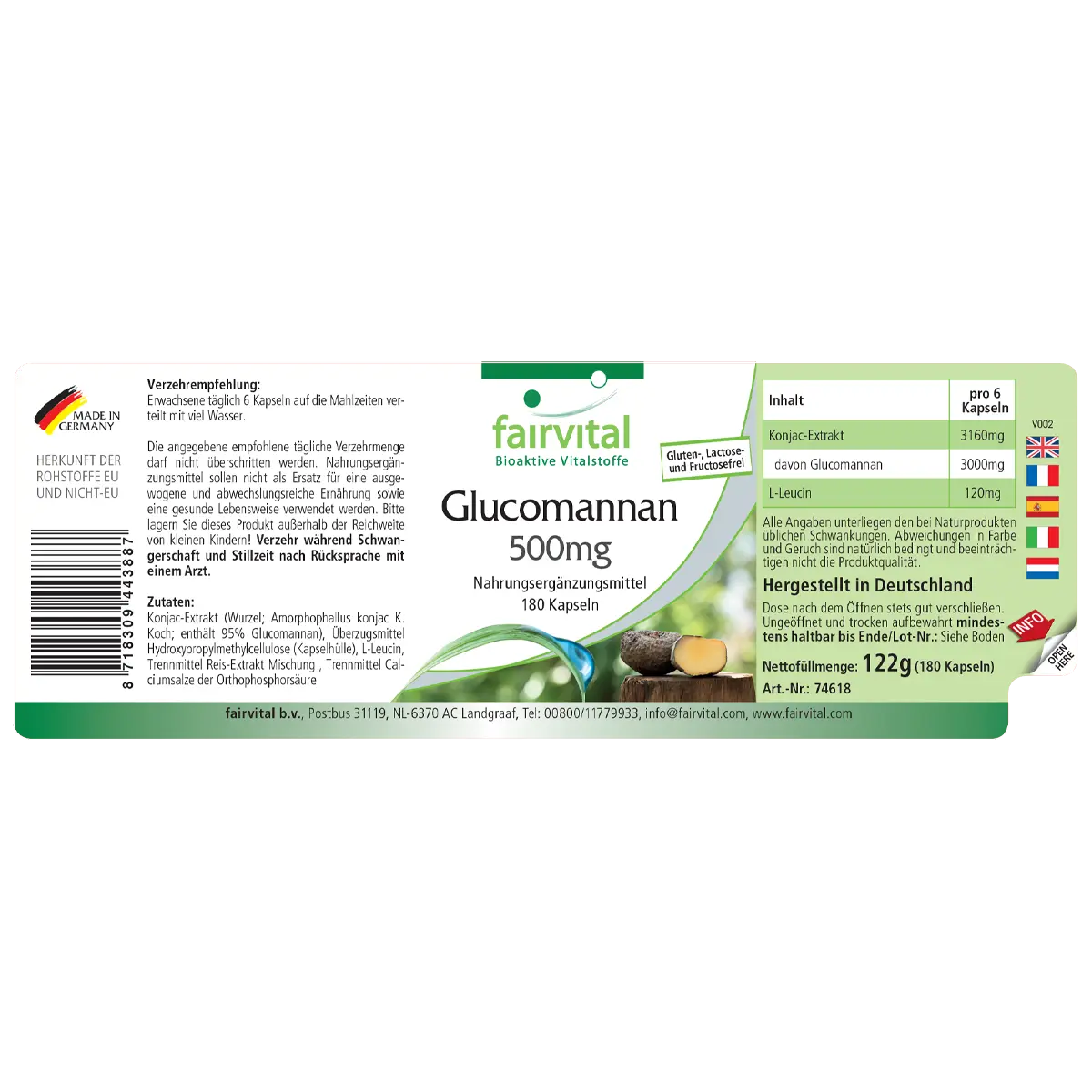 Glucomannan 500mg - Konjakwurzel - 180 Kapseln - Hochdosiert und Vegan | Fairvital Glucomannan 500mg - Konjakwurzel - 180 Kapseln - Hochdosiert und Vegan | Fairvital