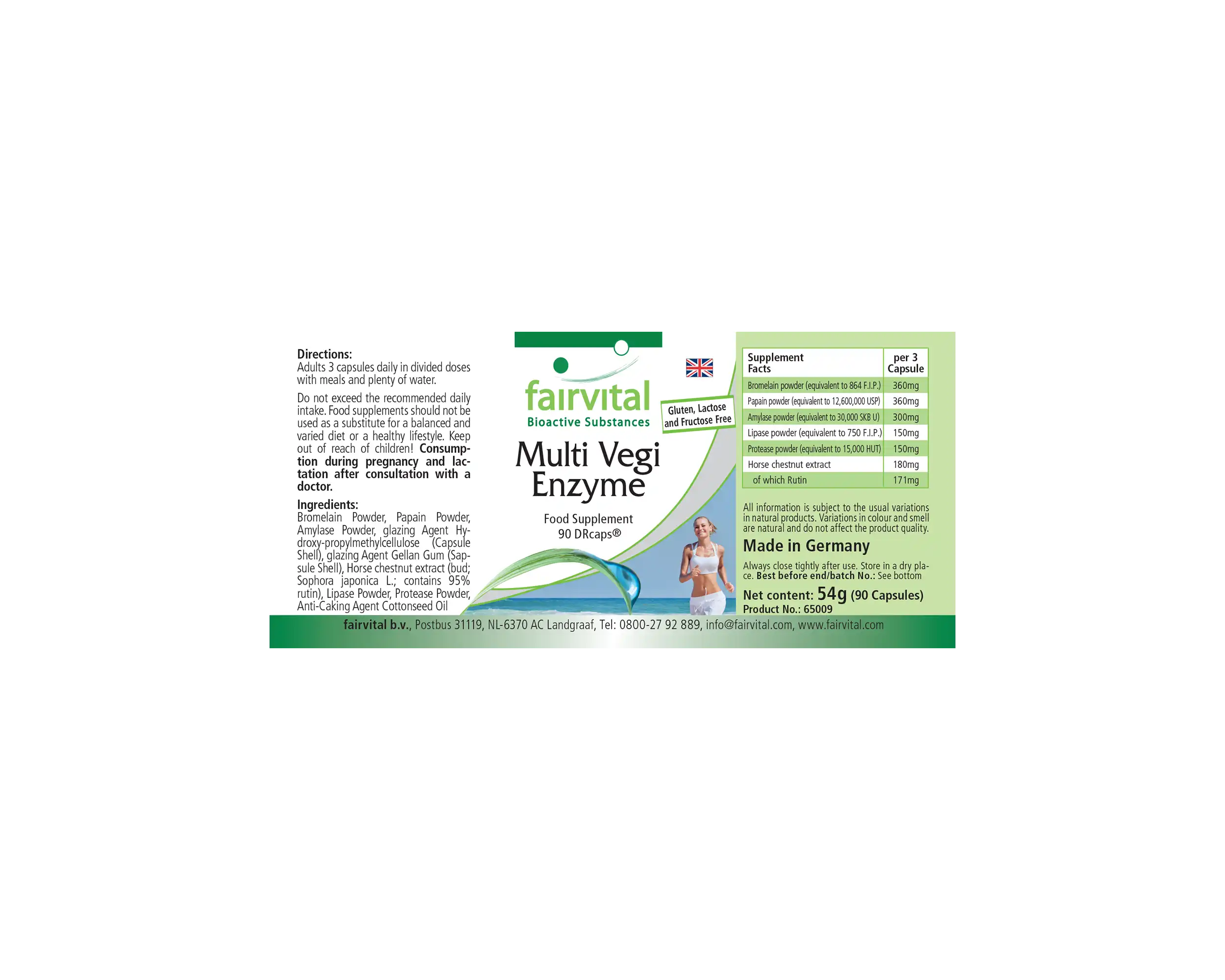 Multi Vegi Enzyme - 90 Kapseln (DRcaps) - 100% pflanzlicher Enzymkomplex mit Bromelain, Papain, Lipase, Rutin - Vegan | Fairvital