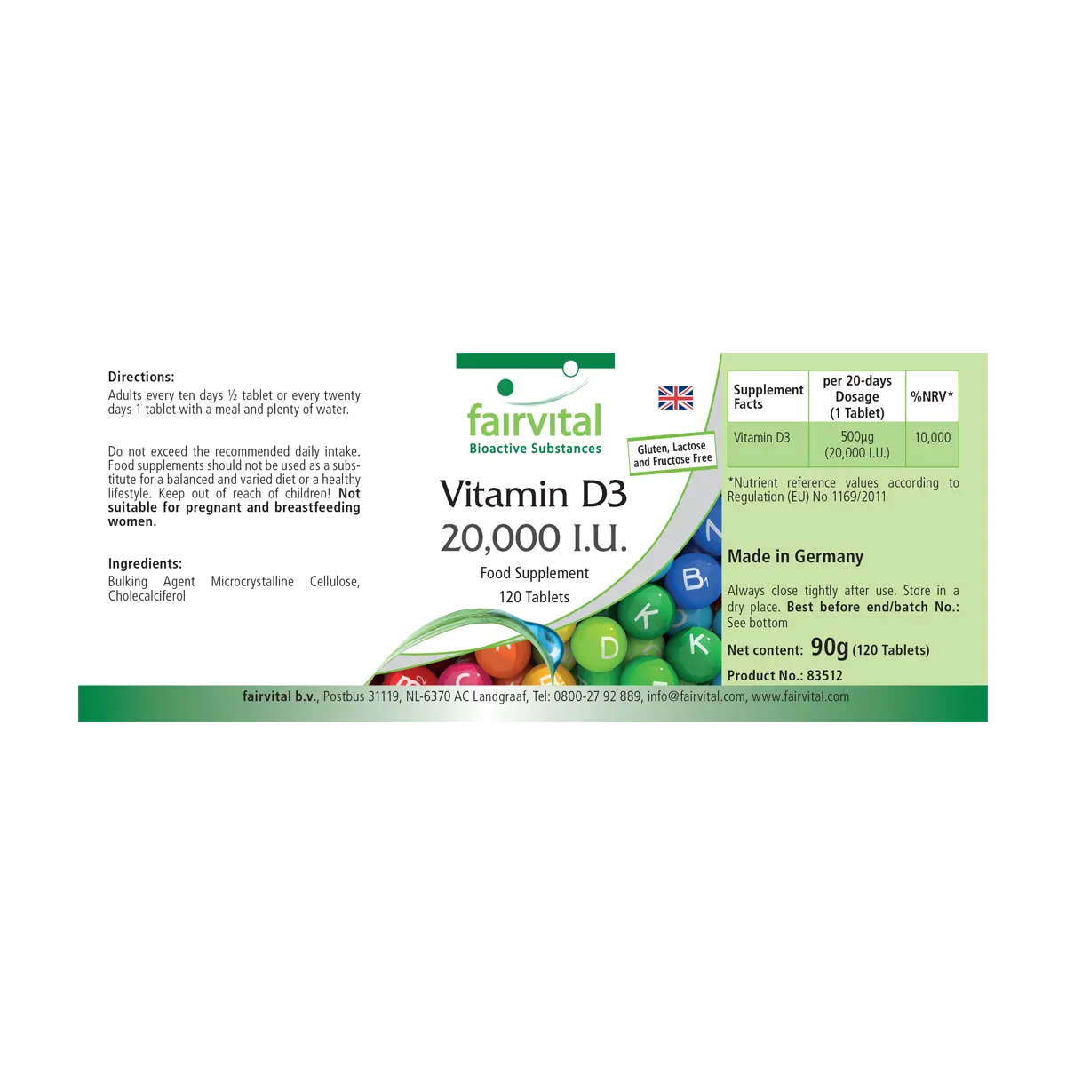 Vitamine D3 20.000 UI - 120 comprimés