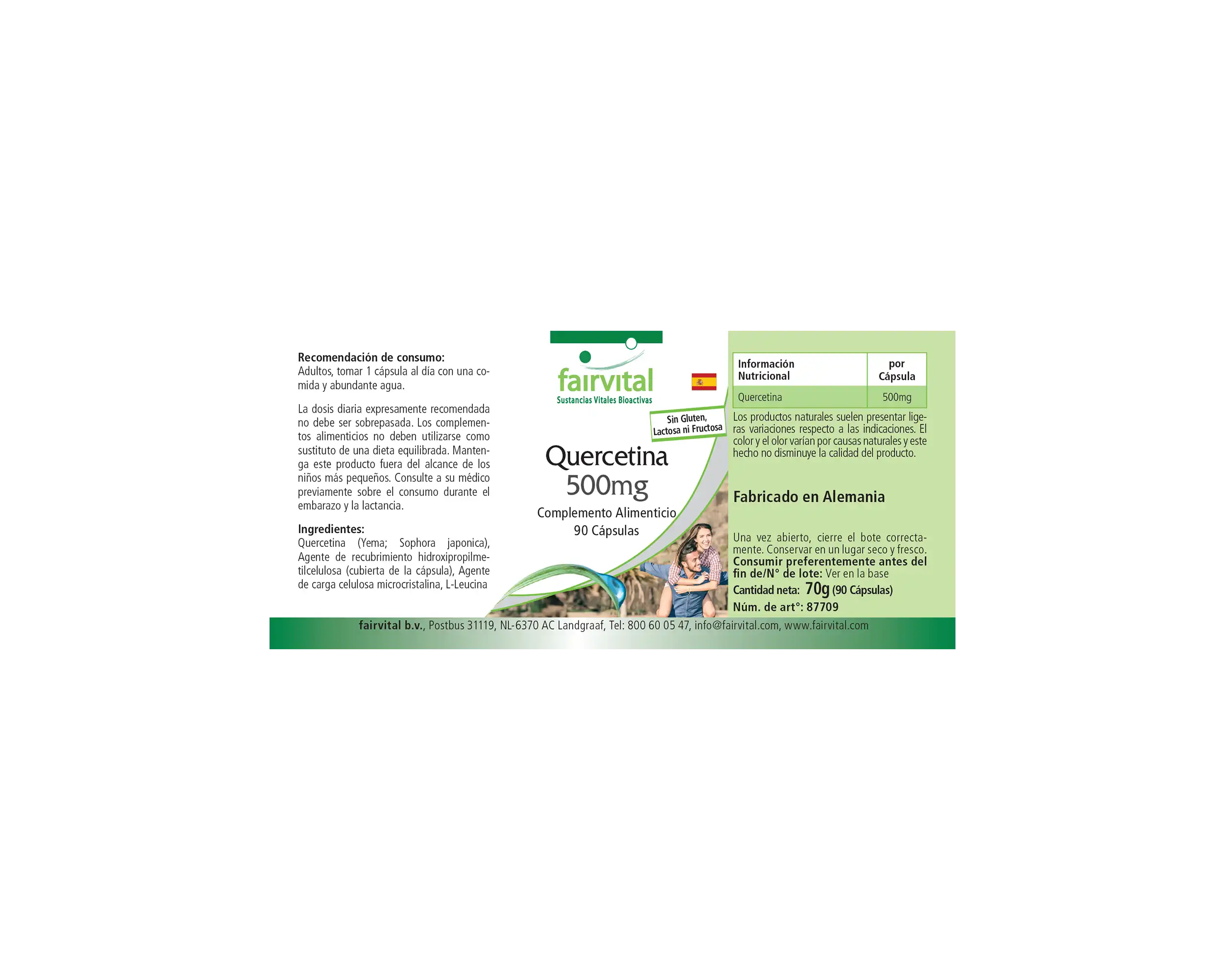 Quercetin 500mg - 90 Kapseln - Antioxidans - Hochdosiert und Vegan | Fairvital