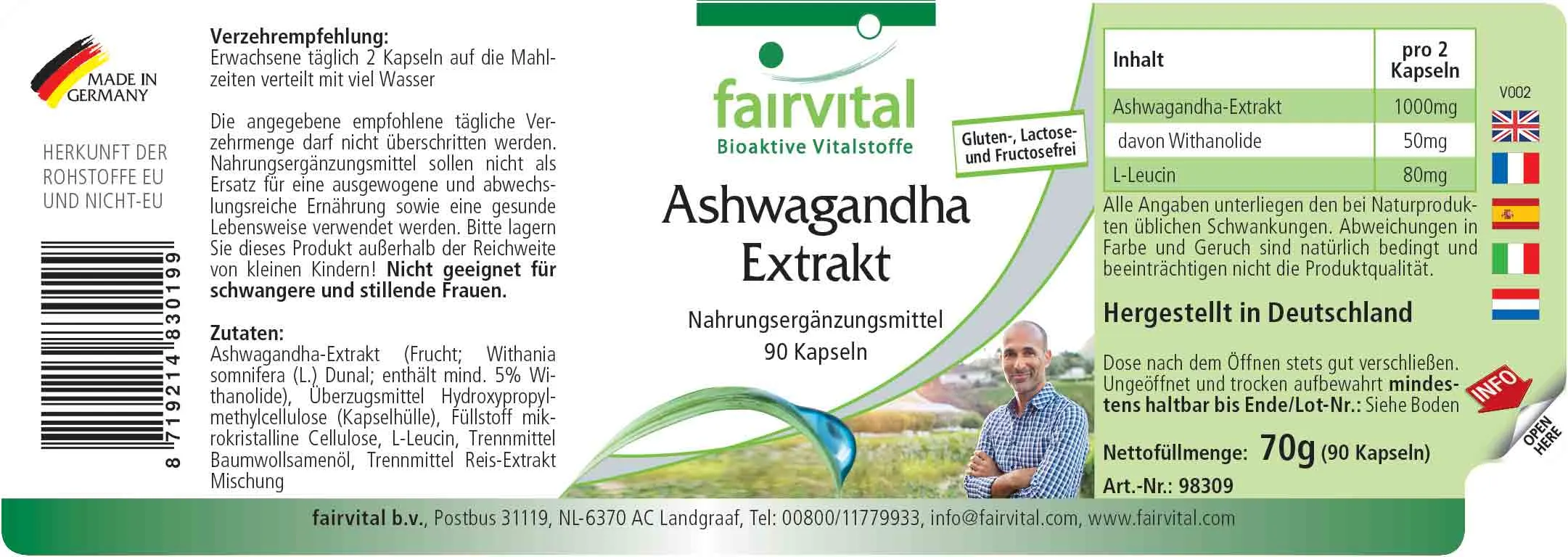 Ashwagandha Extrakt - 90 Kapseln - Hochdosiert und Vegan | Fairvital Ashwagandha Extrakt - 90 Kapseln - Hochdosiert und Vegan | Fairvital