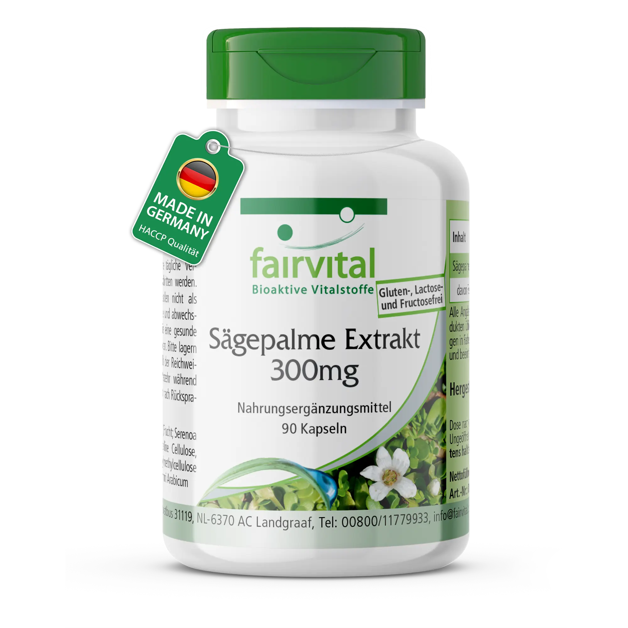 Sägepalme Extrakt 300mg - 90 Kapseln - Schluckfreundlich - Mit Beta-Sitosterol - Hochdosiert und Vegan | Fairvital