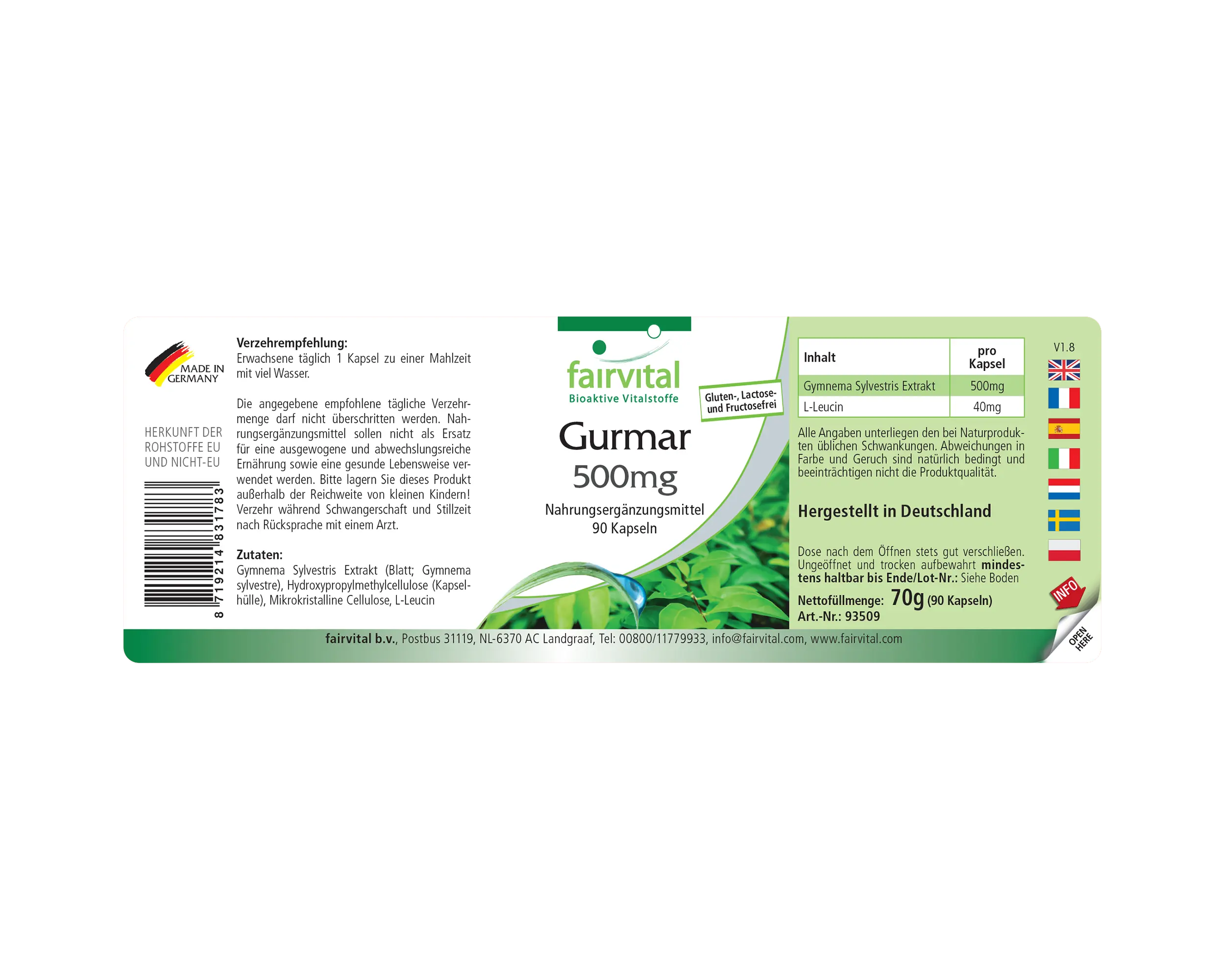 Gurmar 500mg – Gymnema Sylvestre – 90 Capsule – Vegano | Fairvital