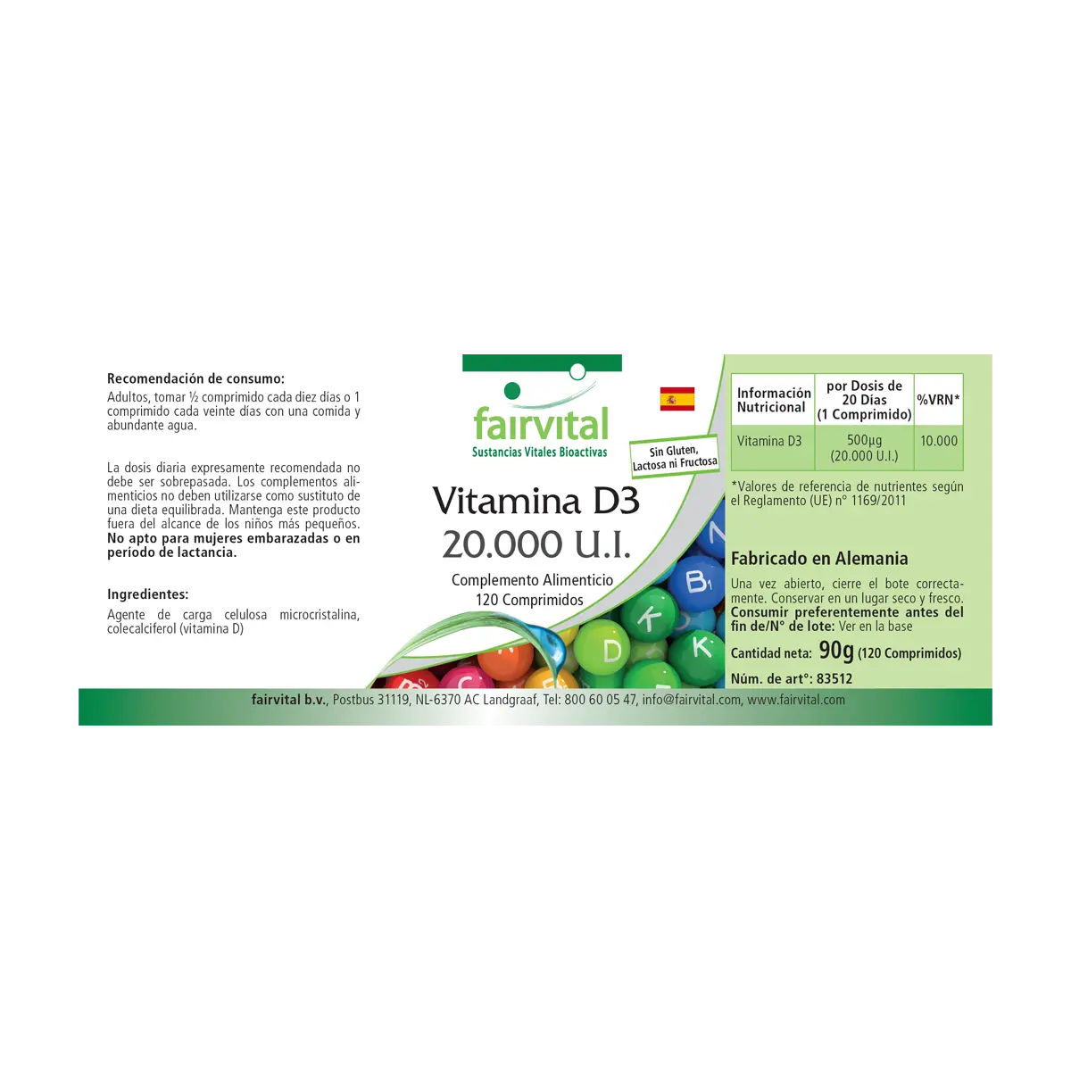 Vitamin D3 20000 I.U. - 120 tablets