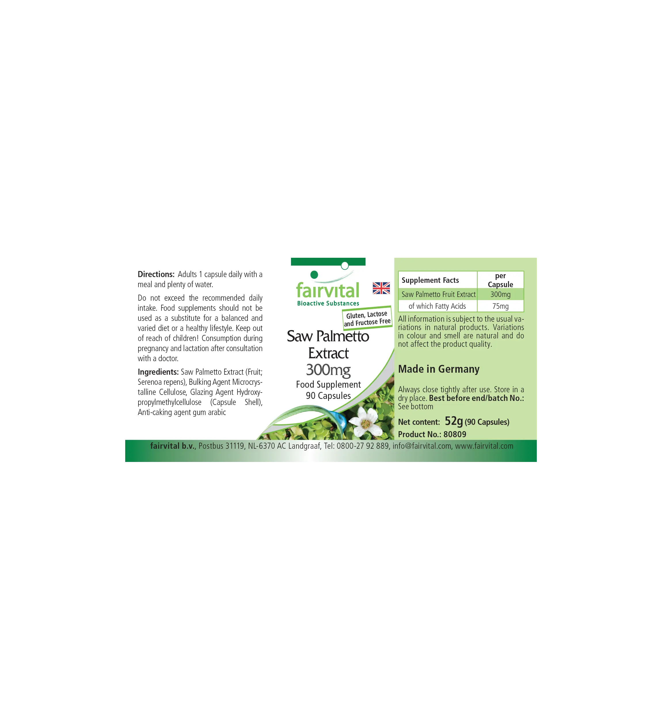 Sägepalme Extrakt 300mg - 90 Kapseln - Schluckfreundlich - Mit Beta-Sitosterol - Hochdosiert und Vegan | Fairvital