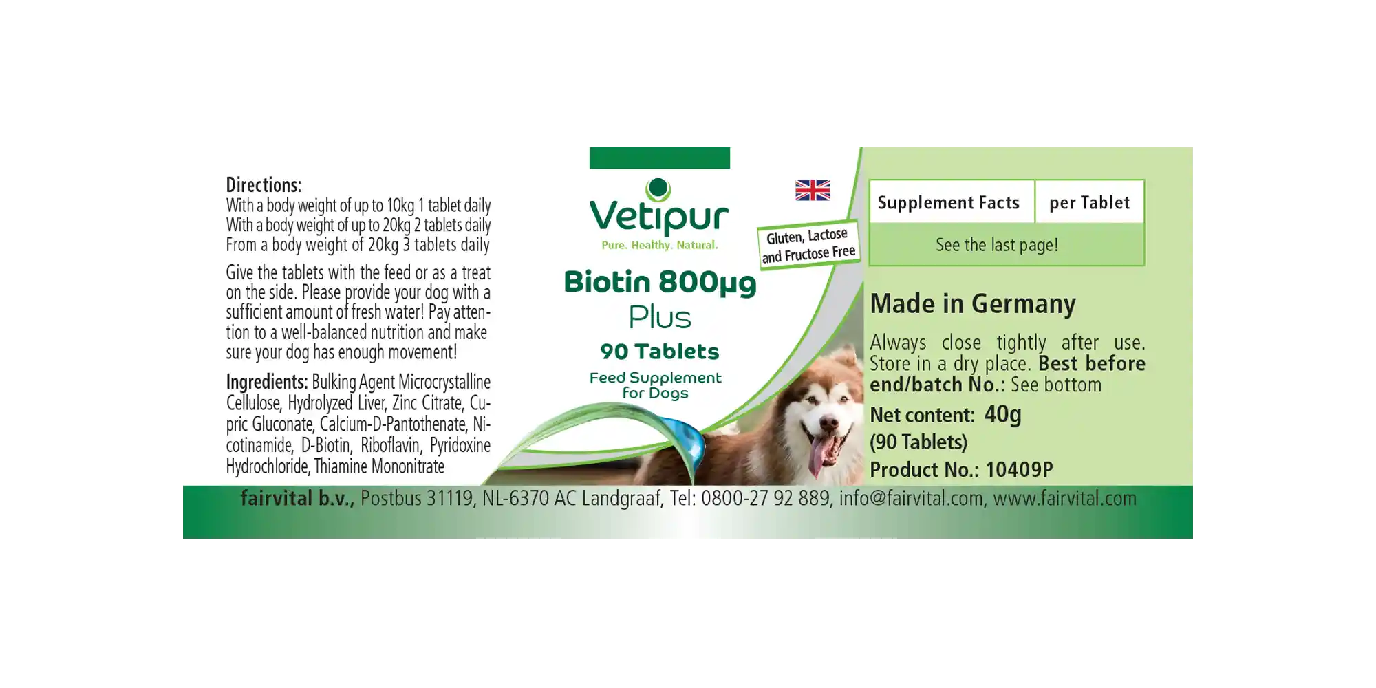 Biotina 800µg - 90 comprimidos para perros | Vetipur