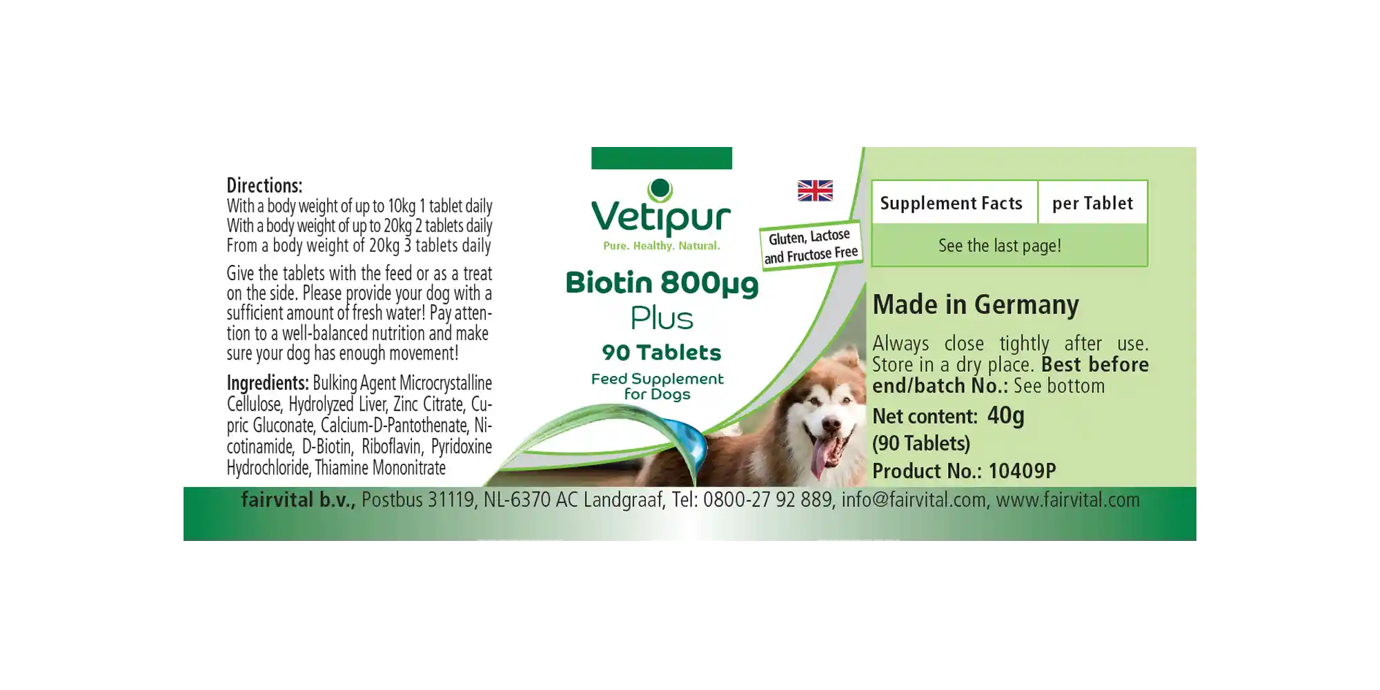 Biotin 800µg with vital substances - 90 tablets for dogs | Vetipur