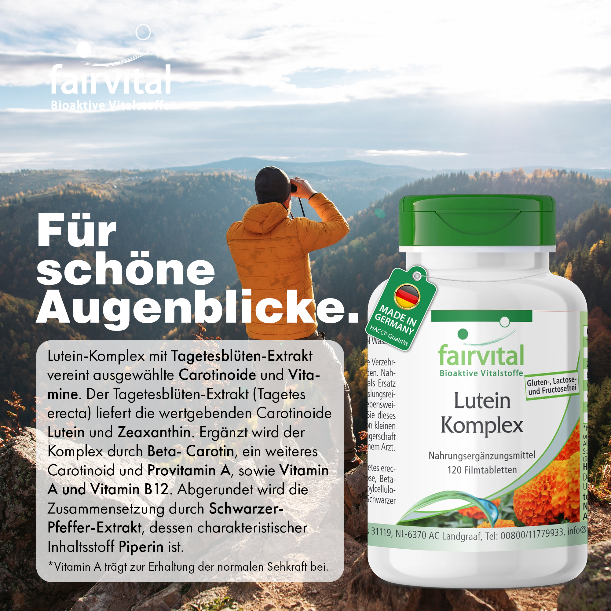 Lutein Komplex - 120 Filmtabletten - hochdosiert und vegan | Fairvital