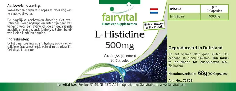 L-Histidine 500mg - 90 capsules
