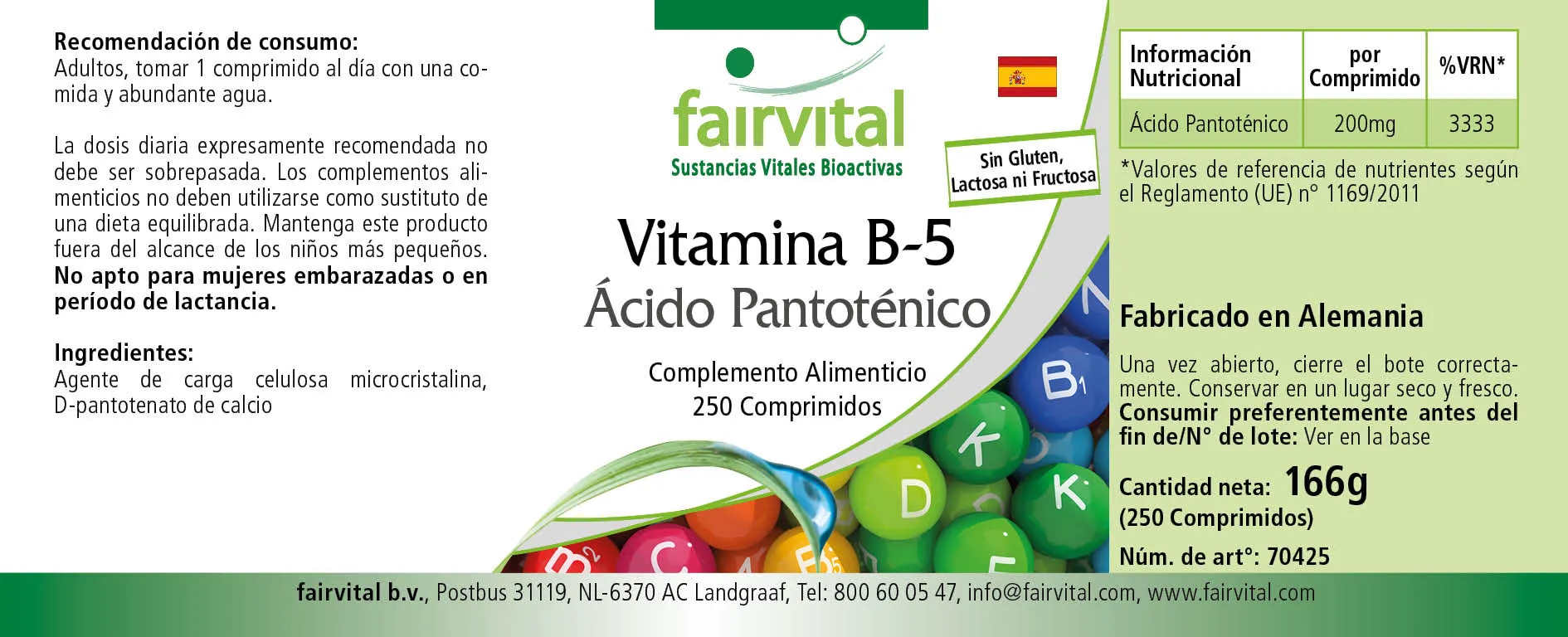 Vitamin B5 Pantothenic Acid 200mg – 250 Tablets Vitamin B5 Pantothenic Acid 200mg – 250 Tablets
