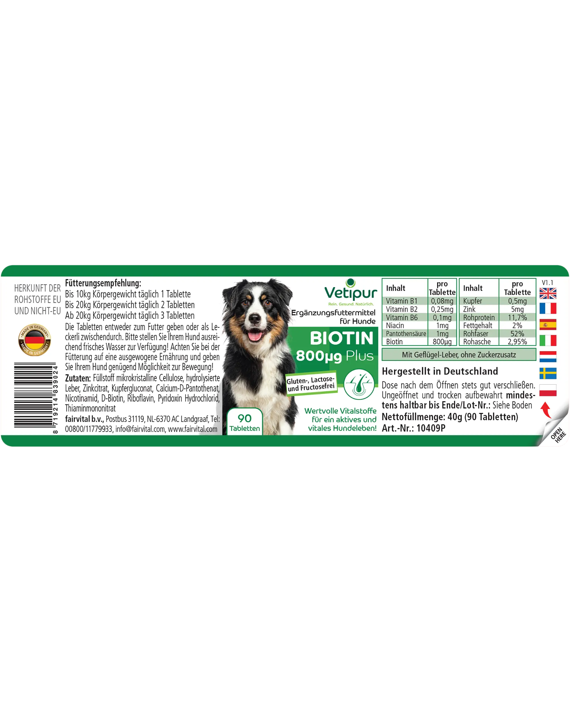 Biotina 800µg - 90 compresse per cani | Vetipur