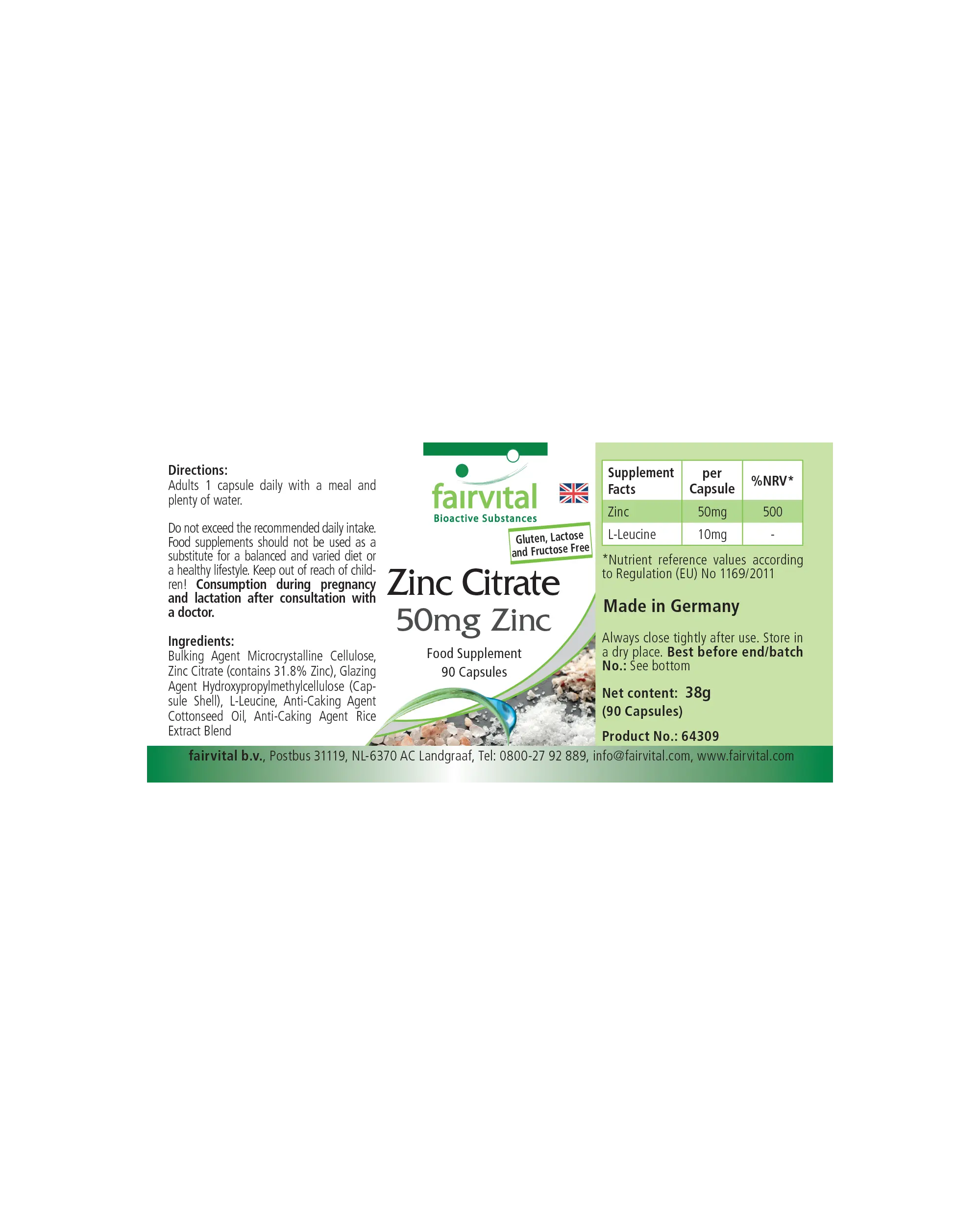 Citrato de Zinc con 50mg de Zinc - 90 Cápsulas