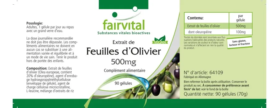 Estratto di foglie di olivo 500 mg - 90 capsule