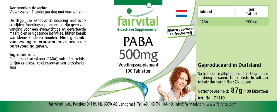 PABA 500mg – Vitamina B-10 – 100 compresse