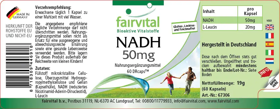 NADH 50mg - 60 Capsules - Vertraagde afgifte