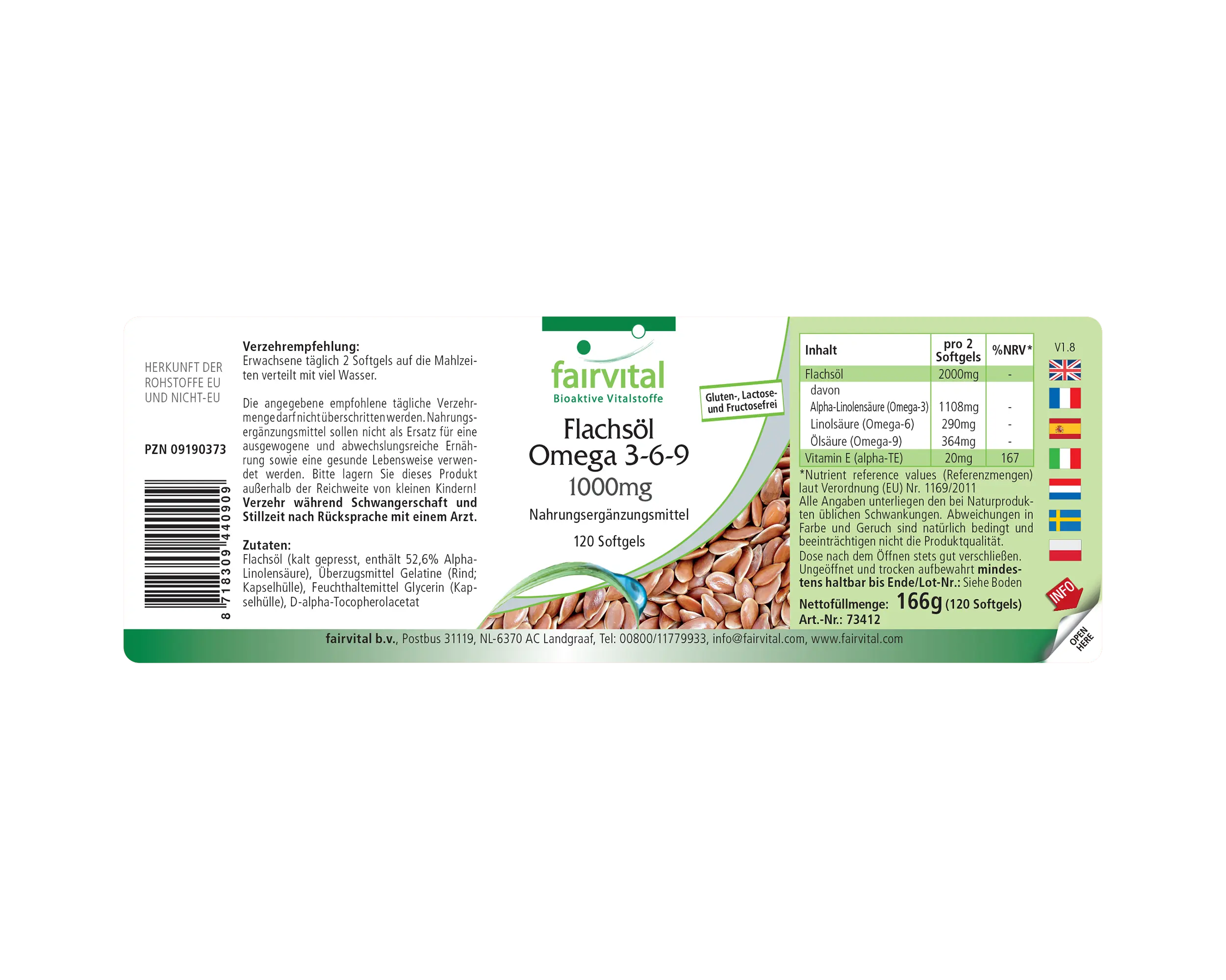 Flachsöl Leinöl Omega 3-6-9 - mit Vitamin E - 120 Softgels - für Zellschutz vor oxidativem Stress - Hochdosiert | Fairvital Flachsöl Leinöl Omega 3-6-9 - mit Vitamin E - 120 Softgels - für Zellschutz vor oxidativem Stress - Hochdosiert | Fairvital