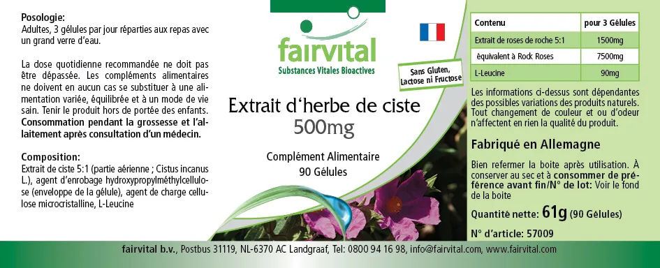 Estratto di erbe di cisto 500mg