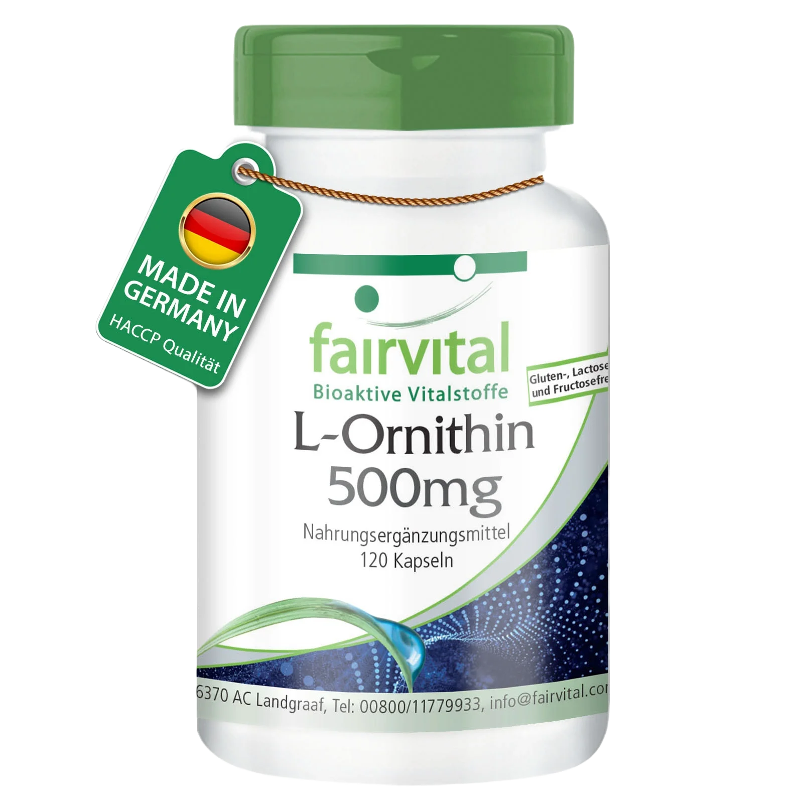 L-Ornithin 500mg - 120 Kapseln - Hochdosiert und Vegan | Fairvital L-Ornithin 500mg - 120 Kapseln - Hochdosiert und Vegan | Fairvital