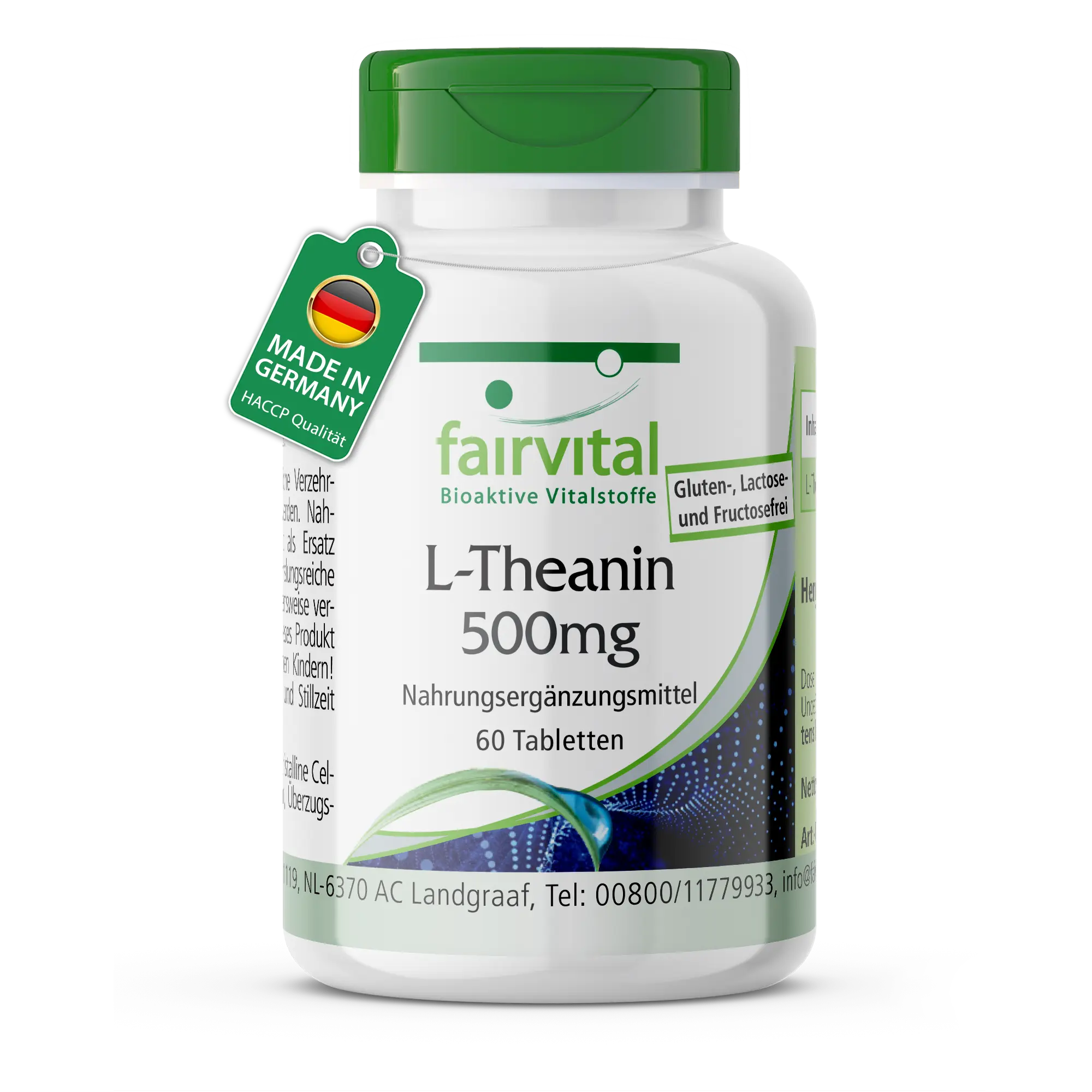 L-Theanin 500mg - 60 Tabletten - Aminosäure - Schluckfreundlich - Hochdosiert und Vegan | Fairvital