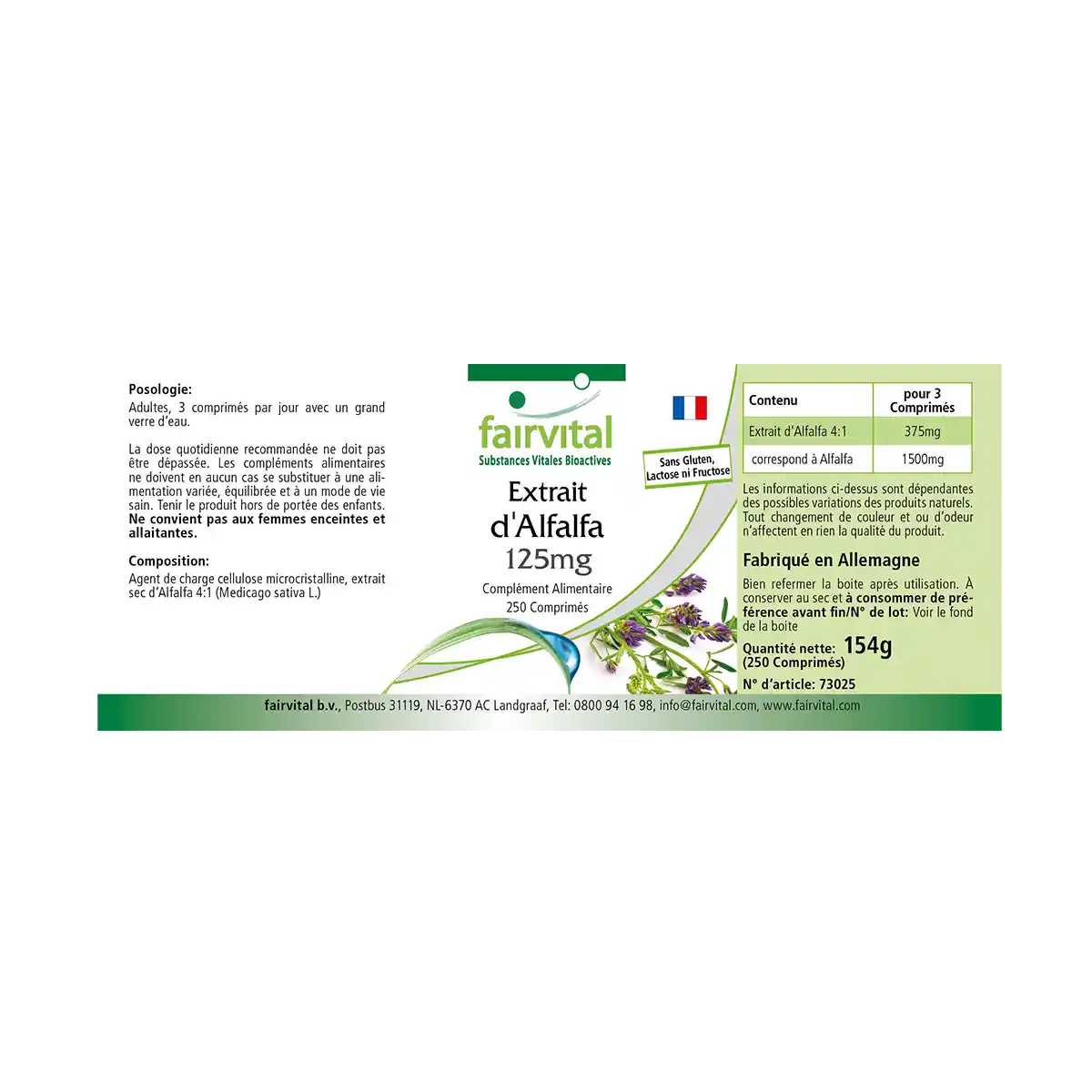 Alfalfa-extract 4:1 125mg - 250 tabletten