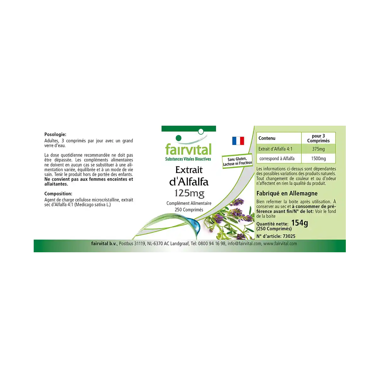 Estratto die Alfalfa 4:1 125mg - 250 compresse