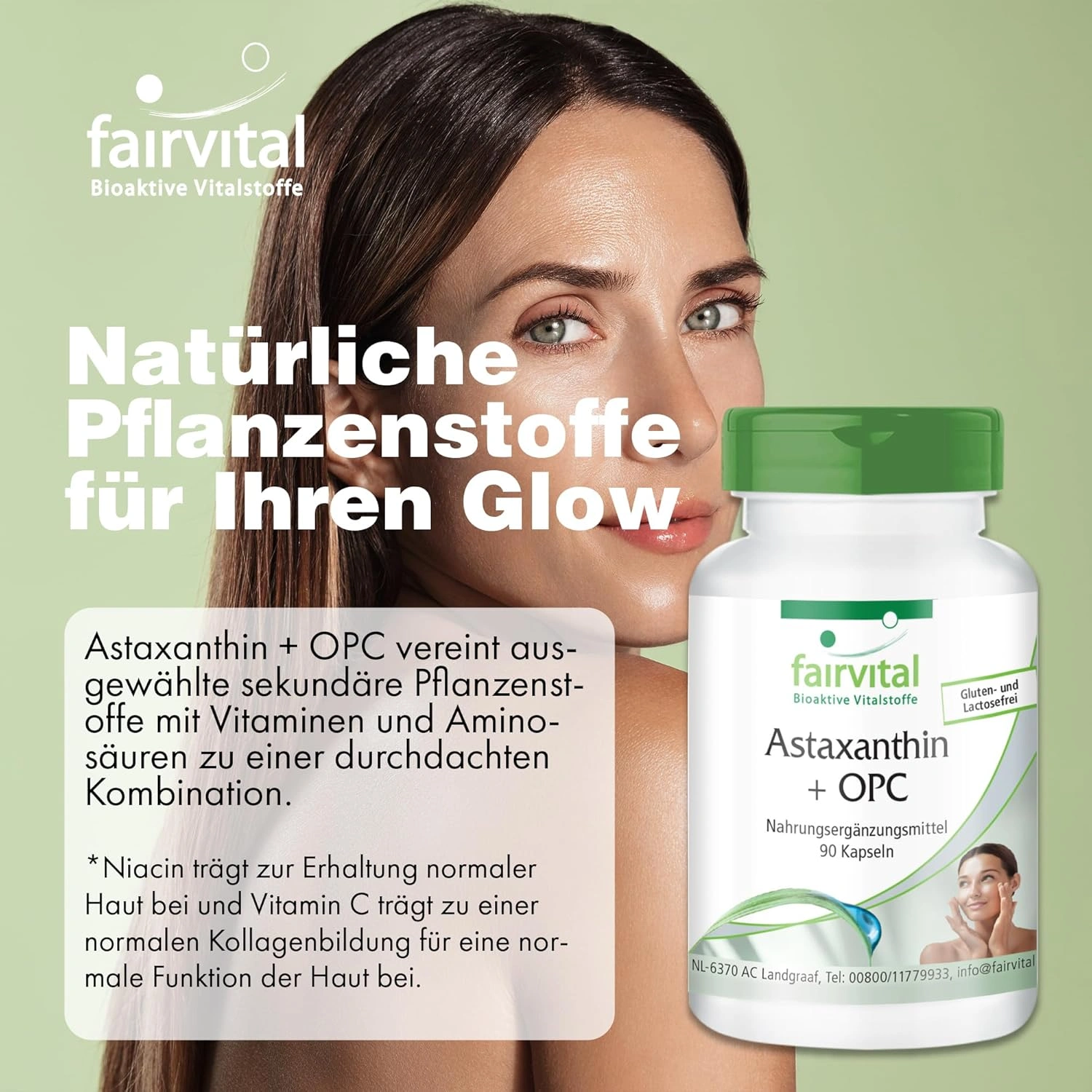 Astaxanthin + OPC - mit Vitamin C & E - für Immunsystem & Kollagenbildung - 90 Kapseln - Hochdosiert und Vegan | Fairvital