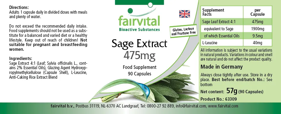 Sage extract 475mg - 90 capsules