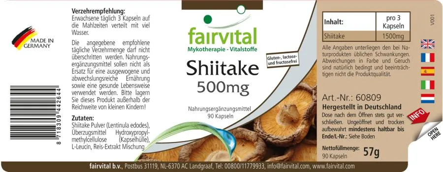 Shiitake - la seta pura - 90 Cápsulas