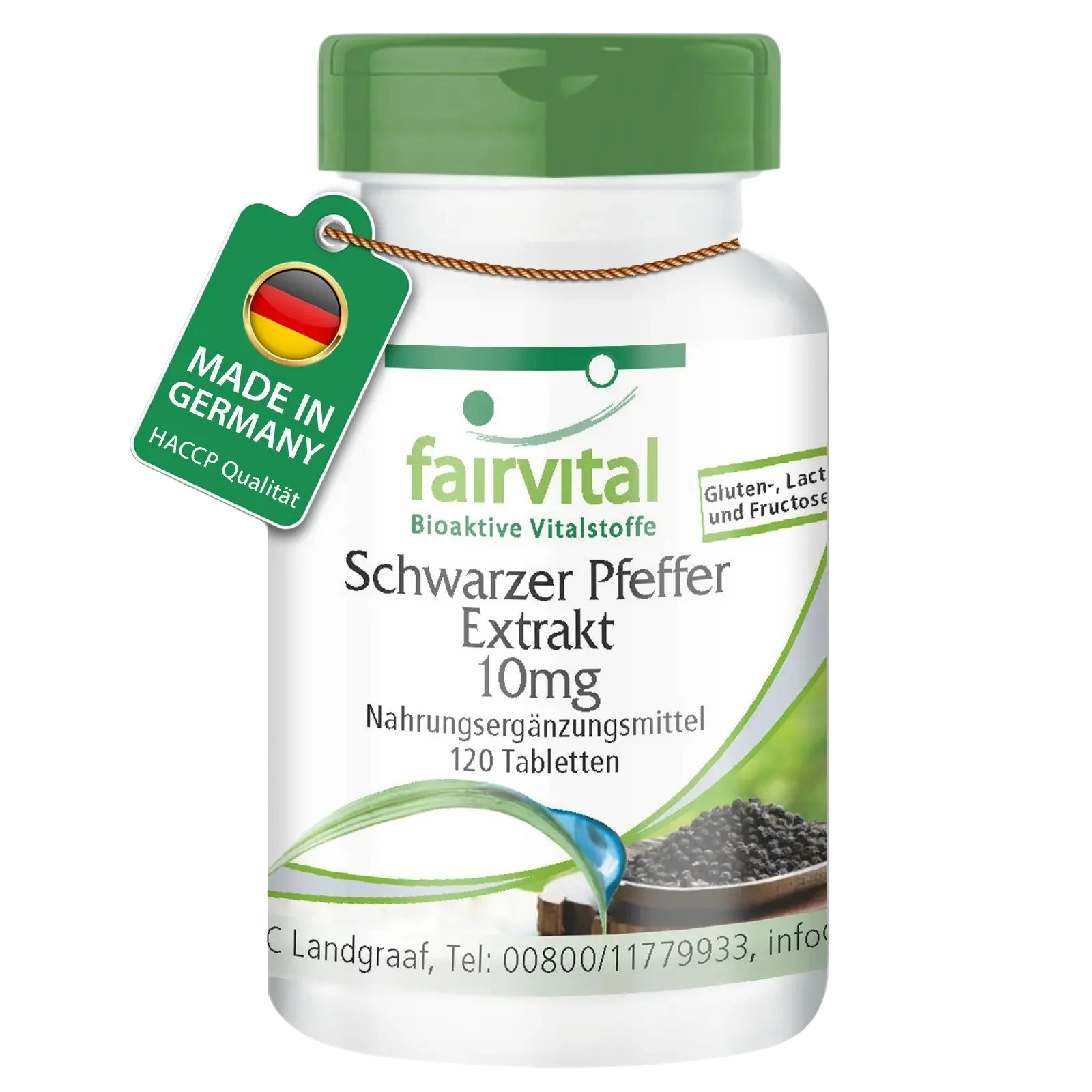 Schwarzer Pfeffer Extrakt 10mg - 120 Tabletten - 95% Piperin - Vegan | Fairvital Schwarzer Pfeffer Extrakt 10mg - 120 Tabletten - 95% Piperin - Vegan | Fairvital