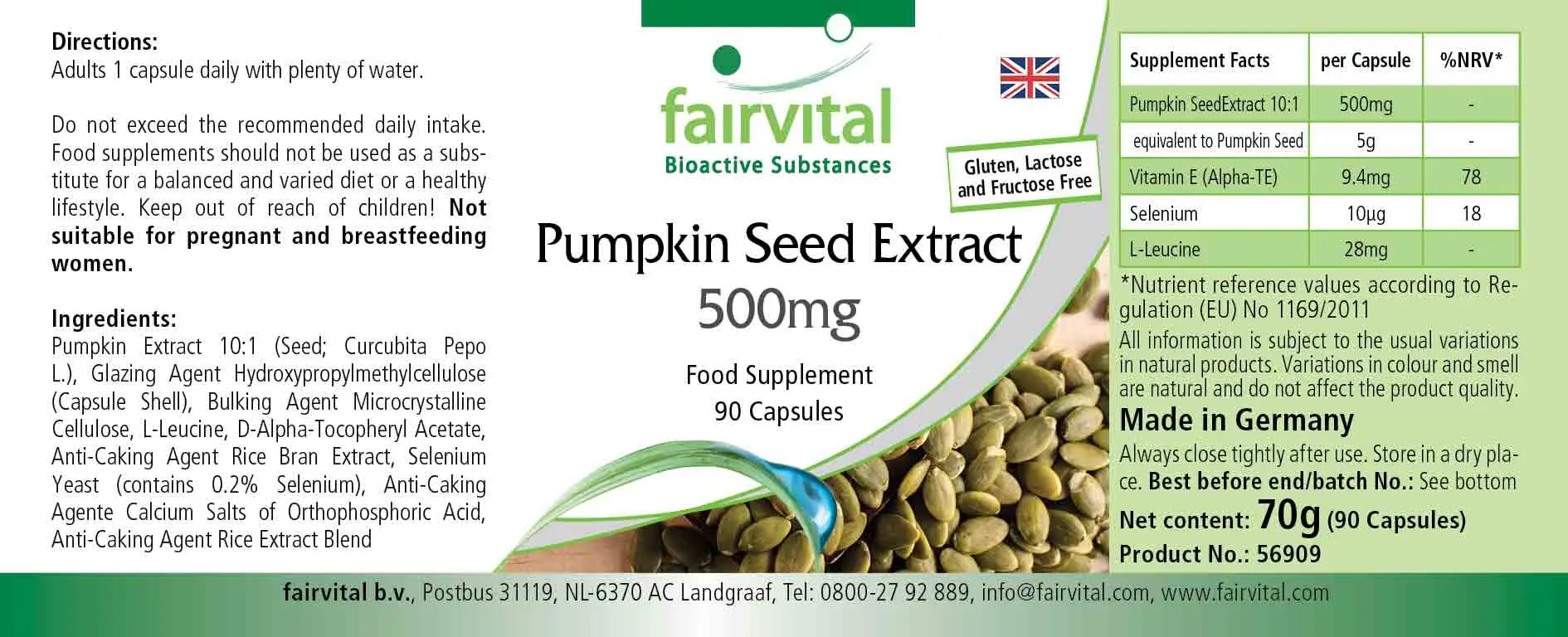 Pumpkin seed extract 500mg