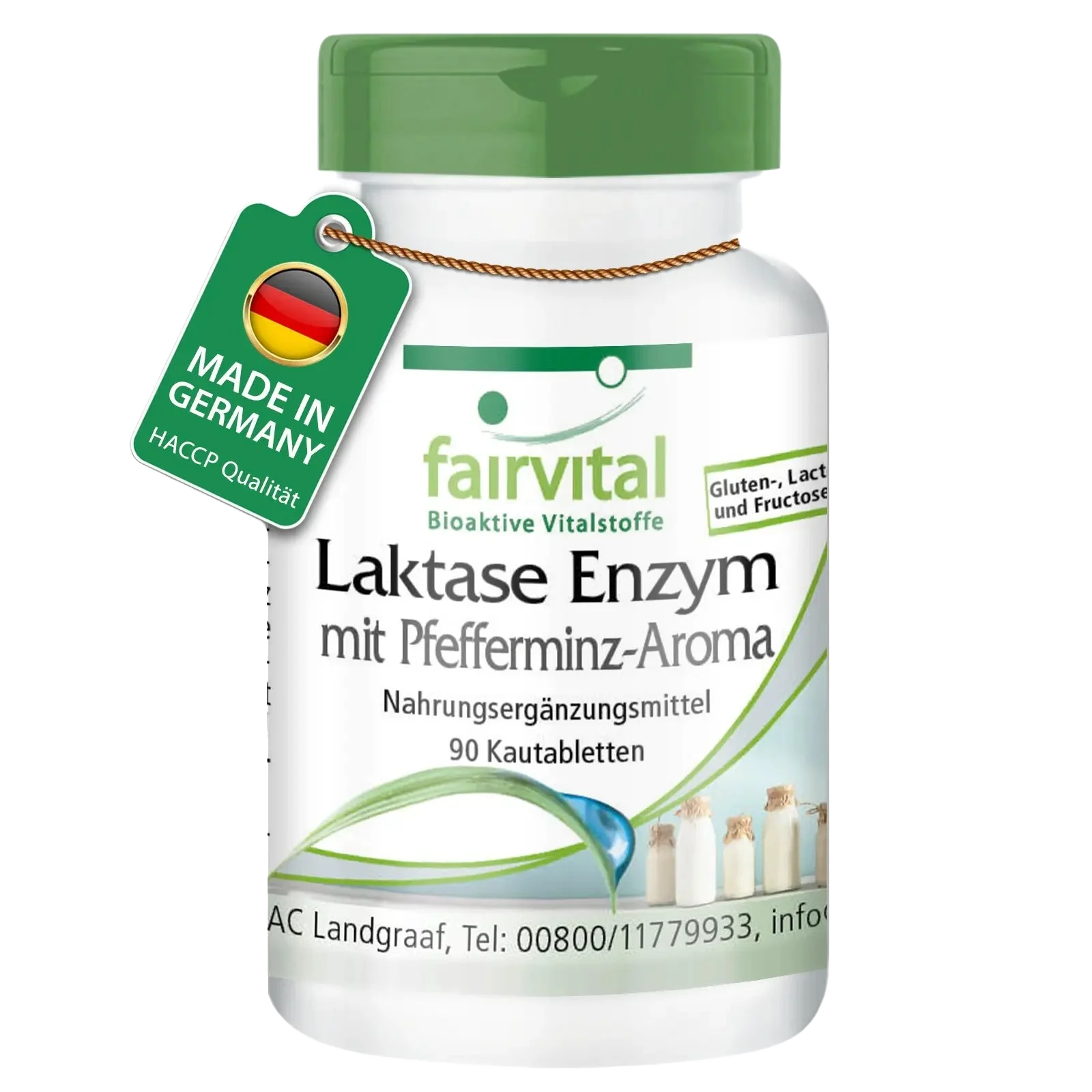 Laktase Enzym mit Pfefferminz Aroma - 90 Kautabletten - Hochdosiert | Fairvital Laktase Enzym mit Pfefferminz Aroma - 90 Kautabletten - Hochdosiert | Fairvital