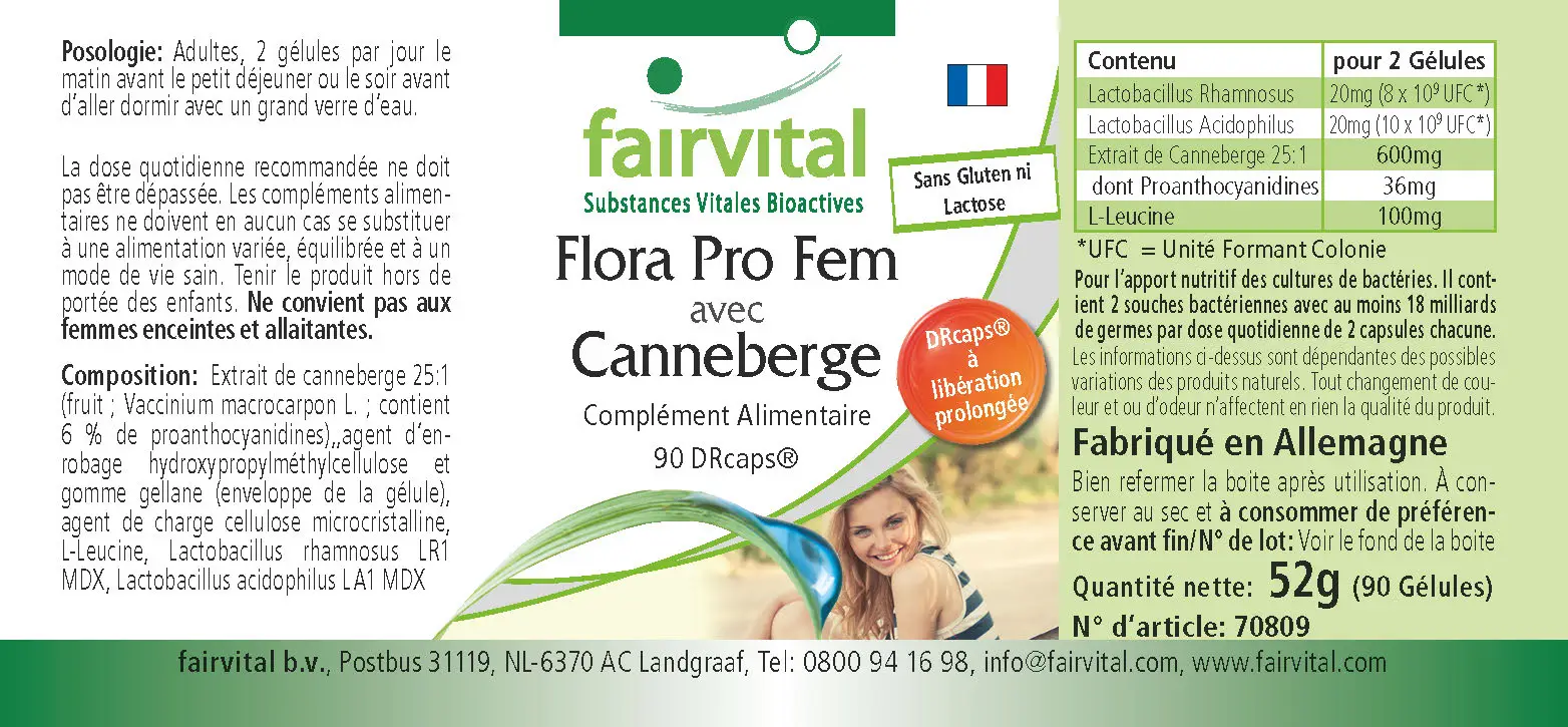 Flora Pro Fem avec Cranberry - 90 DRcapsule