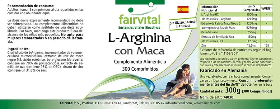 L-arginine met maca - 300 tabletten