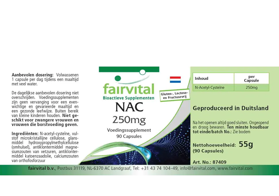 NAC 250mg - 90 Kapseln - N-Acetyl-Cystein - Aminosäure - Vegan | Fairvital NAC 250mg - 90 Kapseln - N-Acetyl-Cystein - Aminosäure - Vegan | Fairvital
