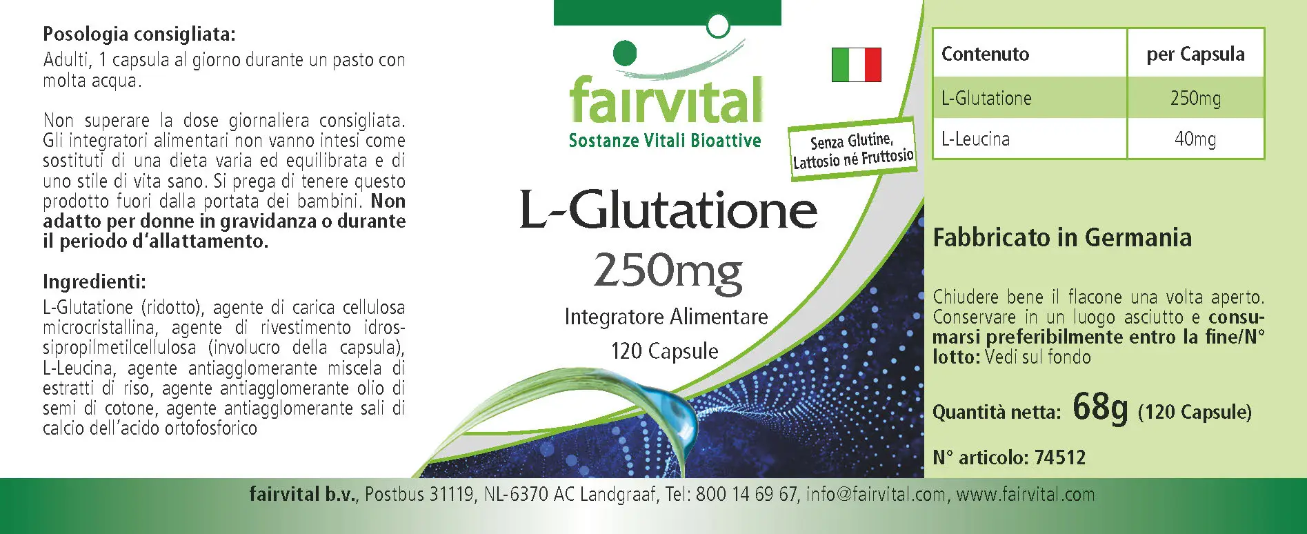 L-Glutathione 250mg - 120 capsules