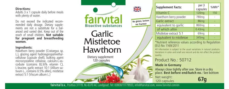 Garlic Mistletoe Hawthorn - 120 capsules