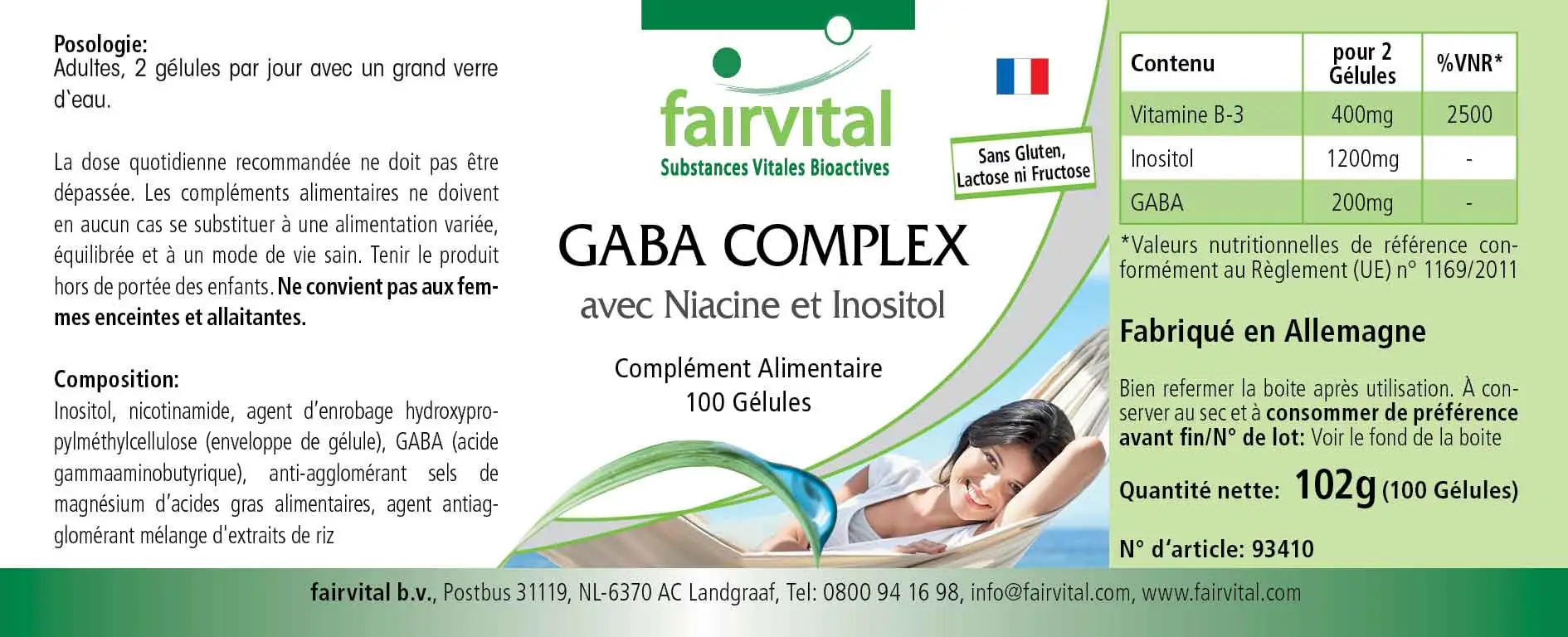 Complexe GABA avec Niacine et Inositol - 100 gélules