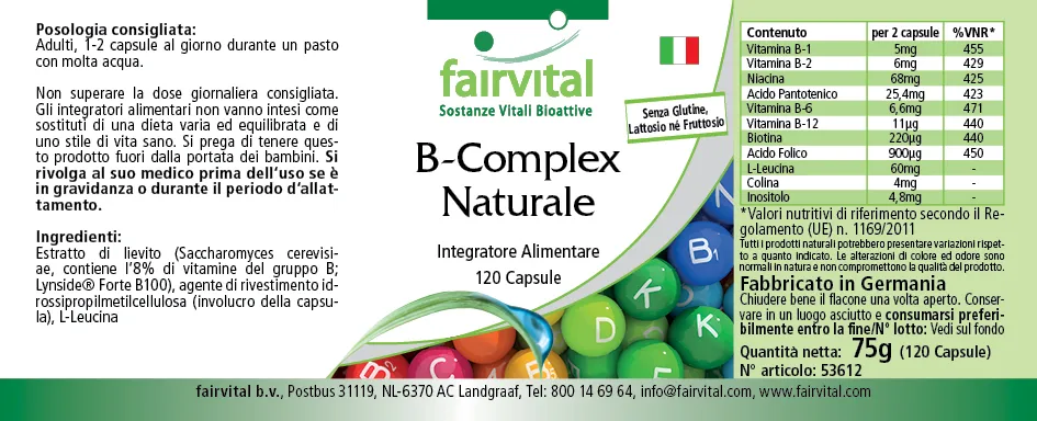 Complejo de vitamina B natural - 120 cápsulas