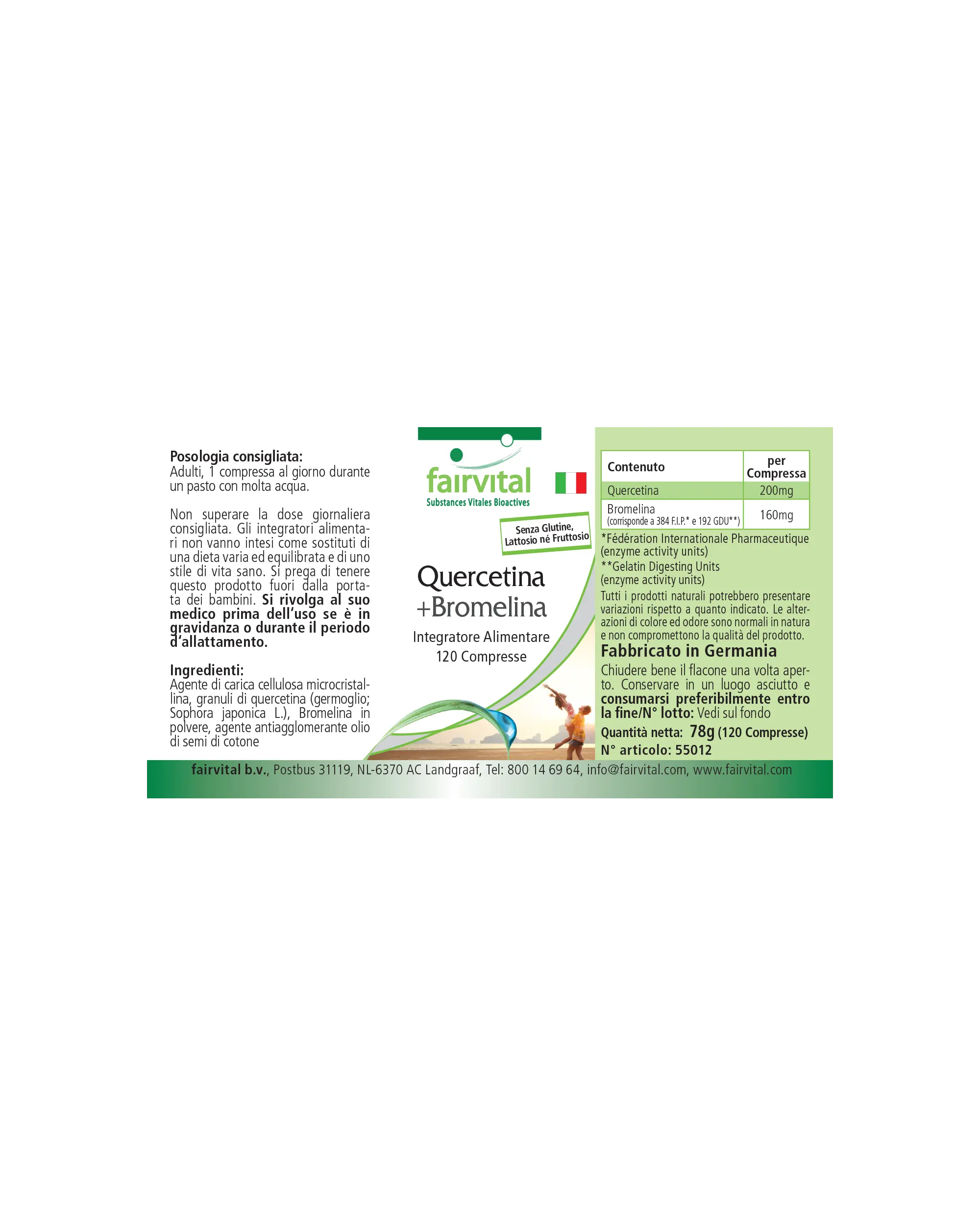 Quercetina + Bromelina - 120 compresse - Alto dosaggio e vegano | Fairvital