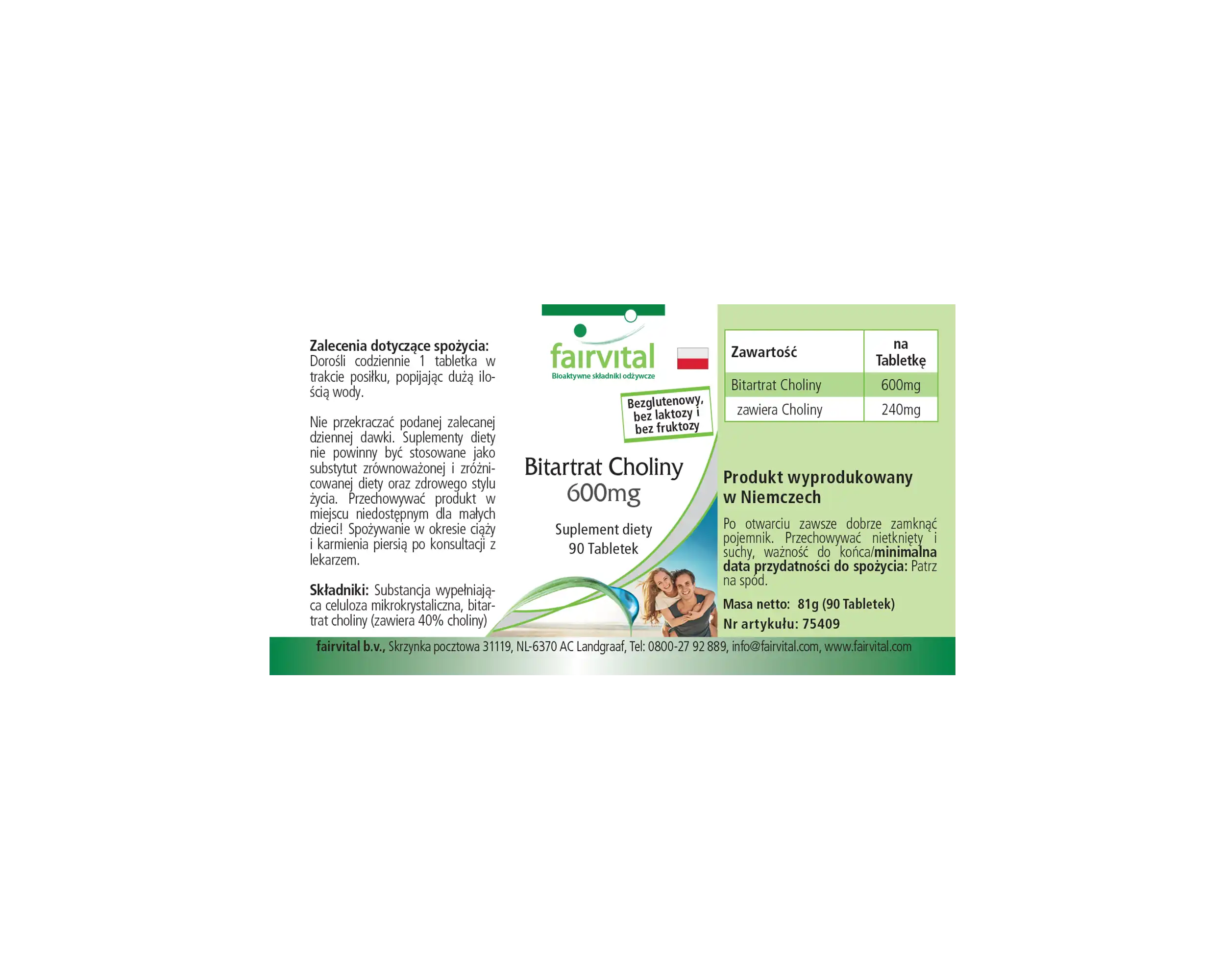 Choline Bitartrate 600mg- 90 Comprimés