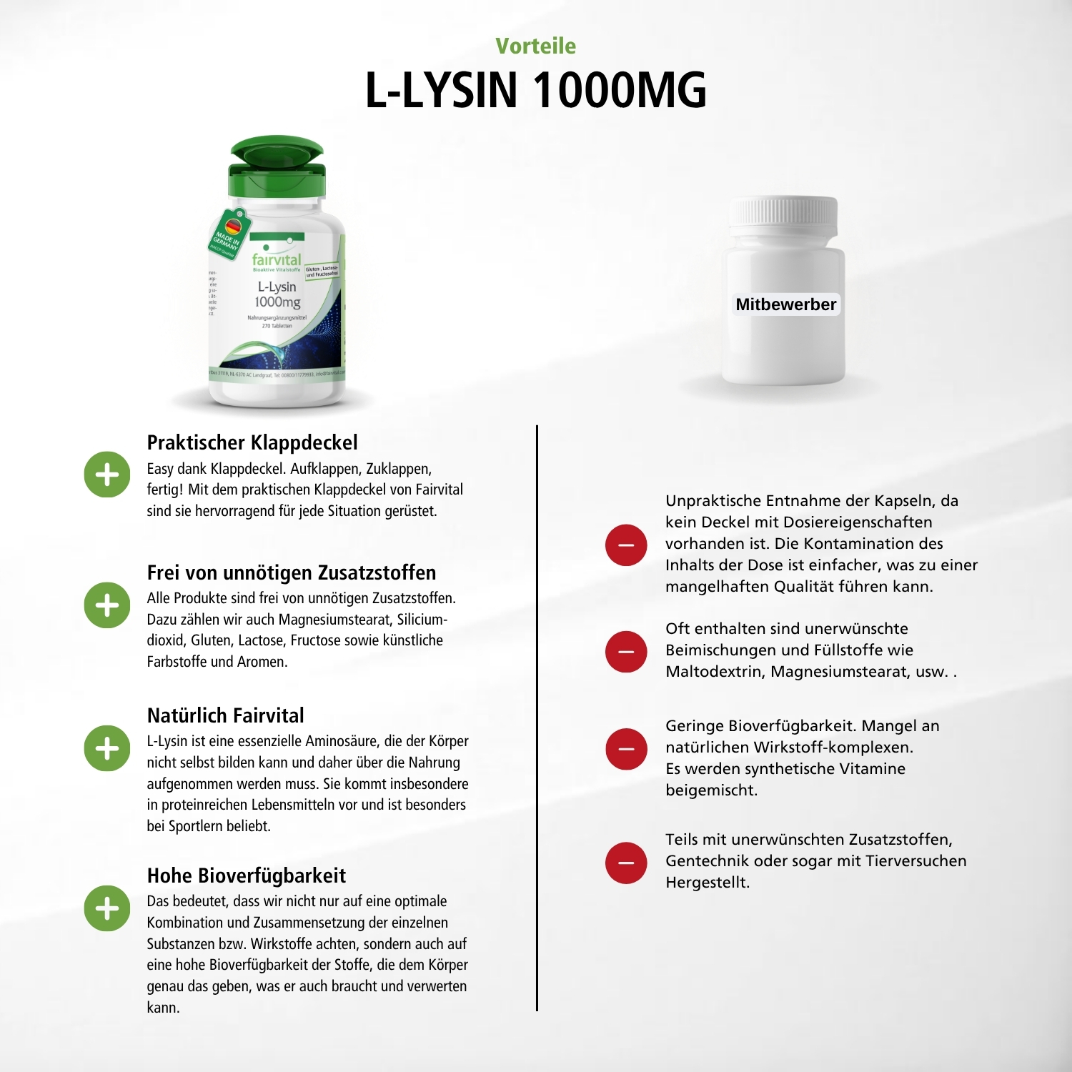 L-Lysin 1000mg - 270 Tabletten - vegan | Fairvital