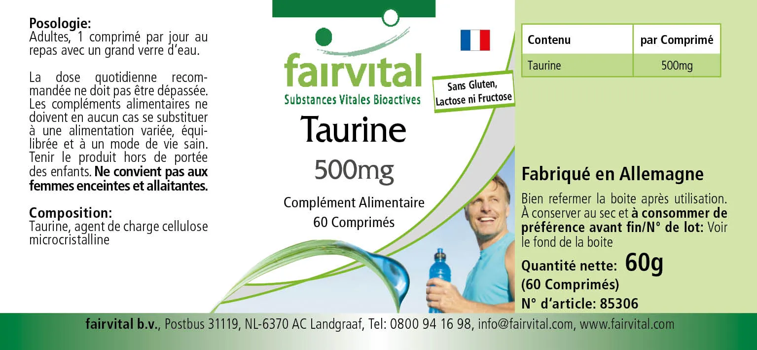 Taurine 500mg - 60 tablets