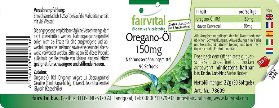 Oregano-olie 150mg - 90 softgels