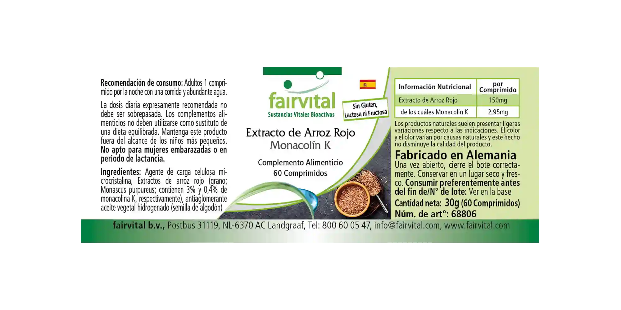 Extrait de riz rouge avec 2,95 mg de monacoline K Extrait de riz rouge avec 2,95 mg de monacoline K
